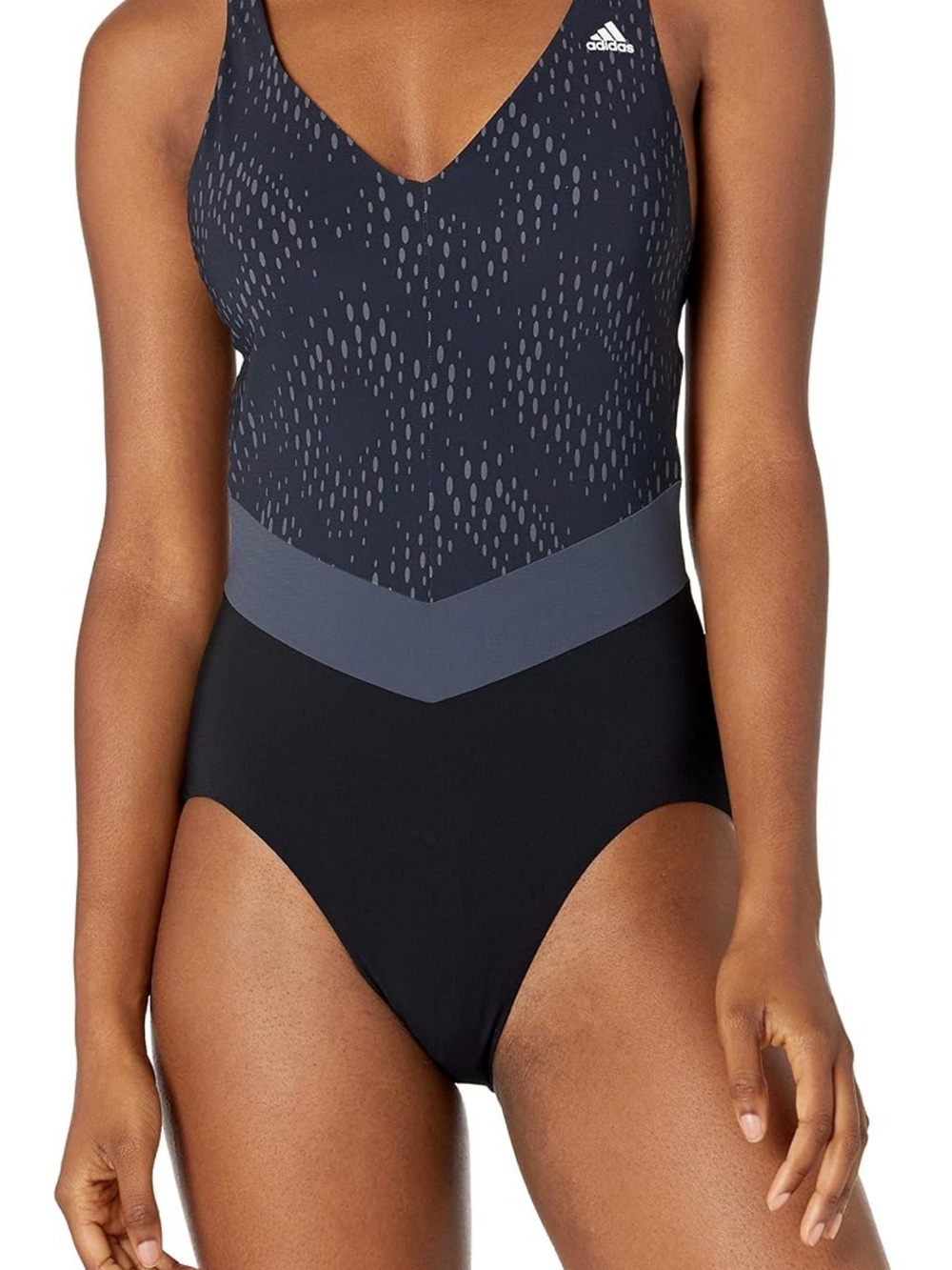 NWT Adidas Primeblue One-Piece Swimsuit 34D Black/Blue Crossback